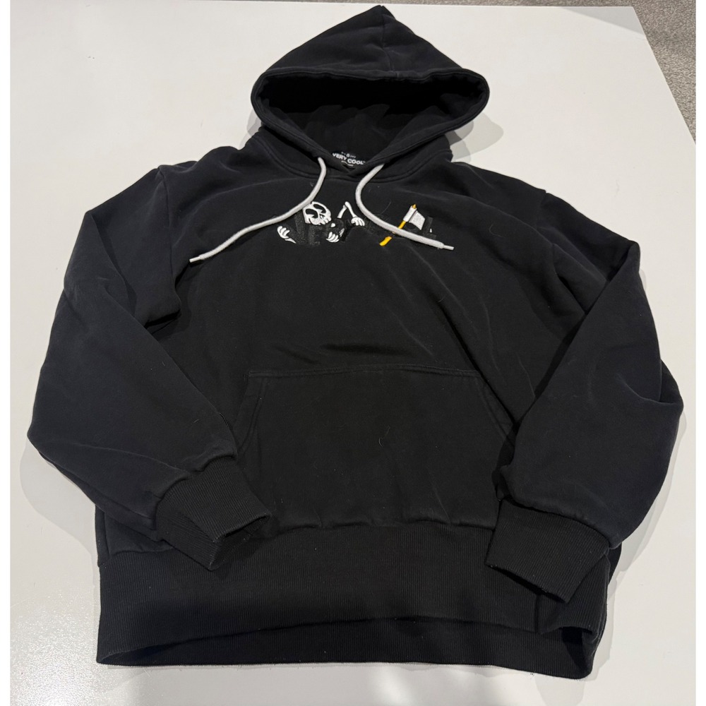 Very Cool Skull Graphic Hoodie Black Mens XL Streetwear Pullover Fleece Hooded